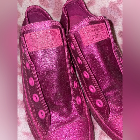 Women's Pink Glitter Low Top Coverse Size 6 - Picture 2 of 10